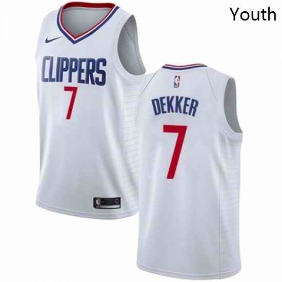 Youth Nike Los Angeles Clippers 7 Sam Dekker Authentic White NBA Jersey Association Edition